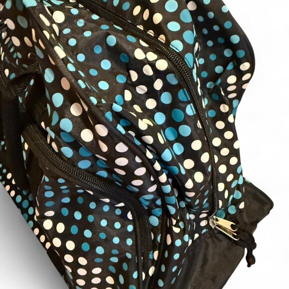 Blue and black polka dot travel rolling duffle bag EUC - Picture 2 of 7